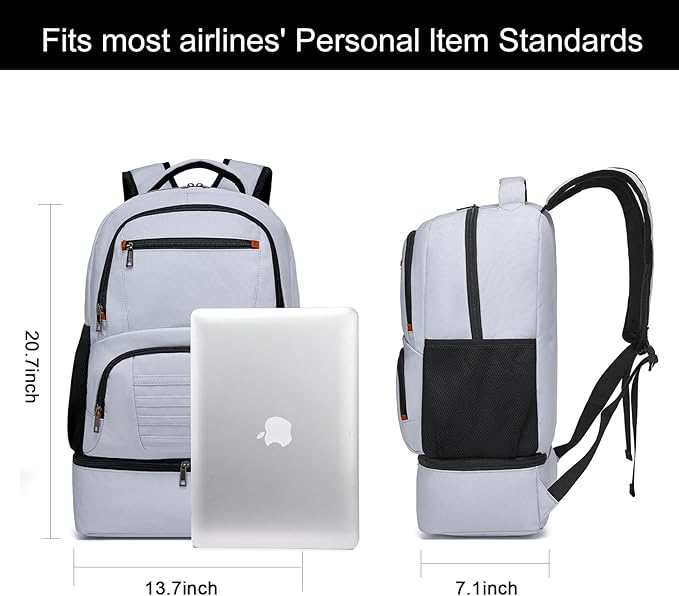 seyfocnia Gym Backpack for Men, Waterproof Sports Backpacks With Shoe Compartment Lightweight Workout Trainning Back Pack Casual Travel Daypack-Grey