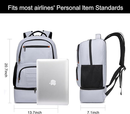 seyfocnia Gym Backpack for Men, Waterproof Sports Backpacks With Shoe Compartment Lightweight Workout Trainning Back Pack Casual Travel Daypack-Grey