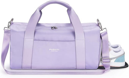 Gym Bag for Women Girls with Shoe Compartment & Wet Pocket - Duffle Bag for Travel Sports Fitness Workout Athletic, 19"-Medium, Purple