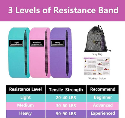 Muka 3 Pcs Resistance Bands Fabric Stretch Bands for Working Out, Yoga Elastic Band Loops for Booty Legs Thigh Glute Exercise
