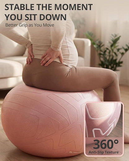 Trideer Pregnancy Birthing Ball, 1.7mm Extra Thick Yoga Ball for Maternity, Labor, Physio, Recovery, Illustrated Exercise Guide & Baby Memory Book Included, 1000LB Anti-Burst & Non-Slip Stability Ball