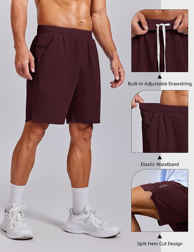 COOFANDY Mens Gym Athletic Shorts with Zipper Pockets Quick Dry 7" Workout Running Training Shorts