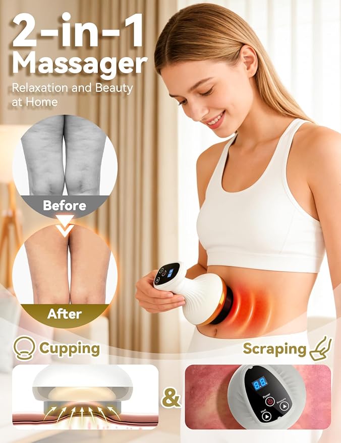 Electric Gua Sha Device for Cellulite Massage Tool,9 Suction Levels&Heating,Handheld Massager - Deep Massage,Negative Pressure Strong Suction, Smart Cupping Massager(1 Pcs)