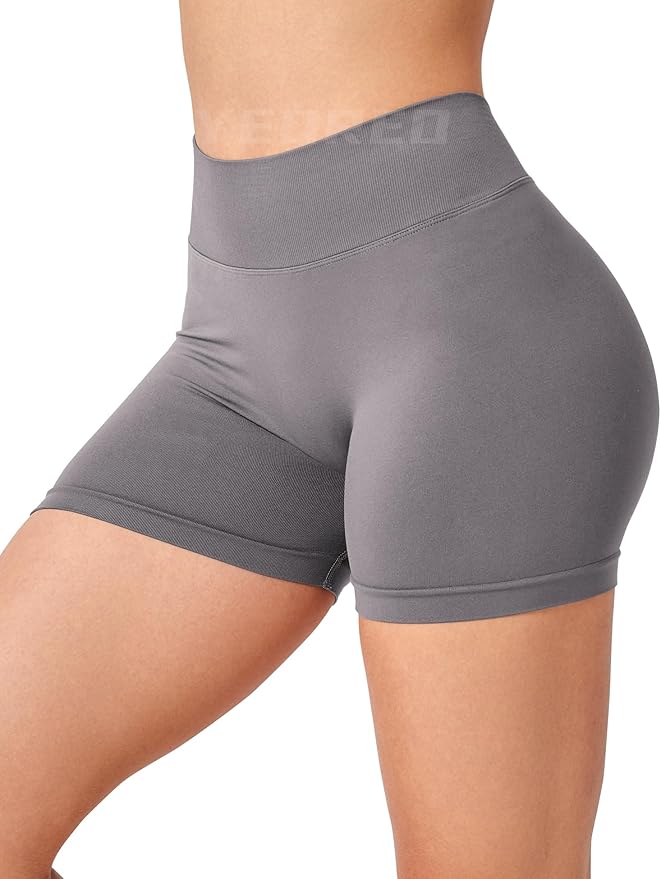YEOREO Workout Scrunch Shorts Women V Back Gym Butt Lifting Liz High Waisted Seamless Shorts