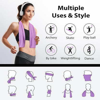 Cooling Towels - 5 Pack Gym Towels, Gym Towel for Working Out, Yoga Towel, Quick Dry Towel for Running, Camping, Fitness & More Activities