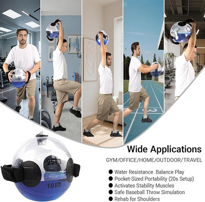 Pro-Grade Live Weights Kit | 8Inch Ball, 12Inch Ball & Aqua Bag | Dynamic Resistance Equipment for Core Activation, Muscle Growth & Functional Training at Home or Travel