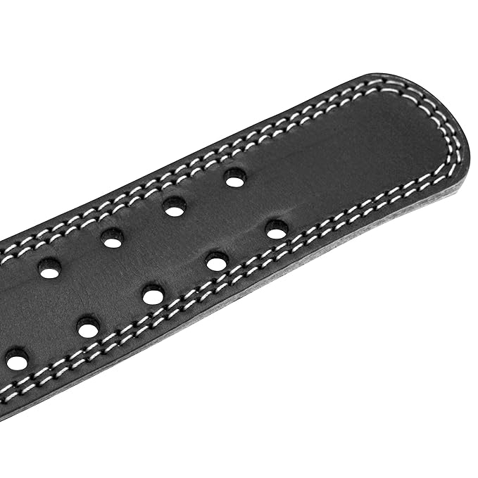 G4 Vision Genuine Leather Adjustable Weightlifting Belt 4 Gym Fitness Bodybuilding Powerlifting Deadlifting Thrusters Back Support Heavy Workout (Large, Black)