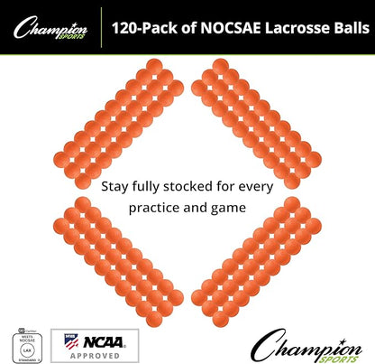 Champion Sports Lacrosse Balls – Official Size SEI Certified, Multi-Color Packs of 3, 6, or 12 for Practice & Games