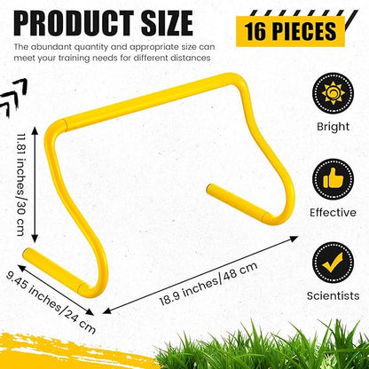 16 Pcs 12" Speed Agility Training Hurdles Large Size Detachable Agility Hurdles Hurdles Training Equipment Set for Athletes Soccer Basketball