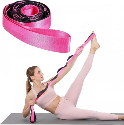 Stretch Straps with 12 Loops, Non Elastic Yoga Straps with Door Buckle for Leg Stretching, Yoga Stretching Band for Physical Therapy, Pilates, Yogas, Gymnastics Exercise, Hamstring and Flexibility