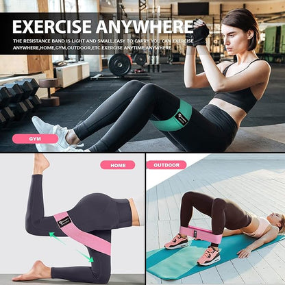 Hip Resistance Bands Set with Exercise Band, 3 Levels, Carry Bag and Guide, Multi-Colour