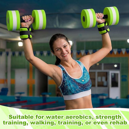 Water Aerobics Set, 4 Piece Pool Exercise Kit (2 Aqua Dumbbells + 2 Ankle/wrist Weights), EVA Foam, Low-impact Workout