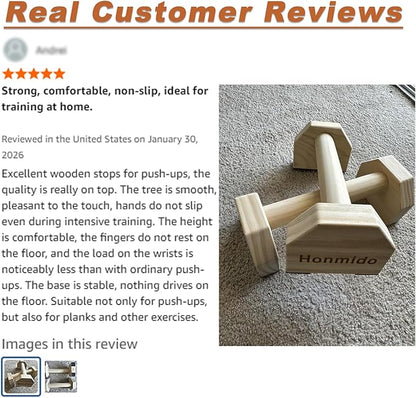Wooden Parallettes 2 PCS Push Up Stand For Floor Calisthenics Bars Home, Handles Handstand Blocks Beech & Pine Wood Pushup Non-Slip Base Parallel Exercise Equipment For MenTrainers
