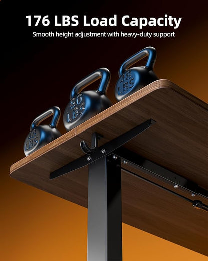TIQLAB Electric Standing Desk, 47 * 24 Inches Adjustable Height Stand up Desk,Sit Stand Home Office Table with Splice Board, Black Walnut