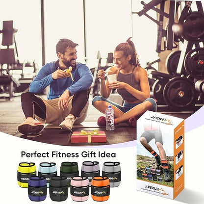 APEXUP 10lbs/Pair Adjustable Ankle Weights for Women and Men, Modularized Leg Weight Straps for Yoga, Walking, Running, Aerobics, Gym, Physical Therapy