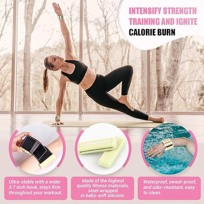 Pilates Wrist Ankle Weights for Women, Wearable Strong Arm & Leg Weights Set of 2(1 lb/2.2 lbs Each), Adjustable Ankle Weights for Walking, Yoga, Dance, Barre, Gym