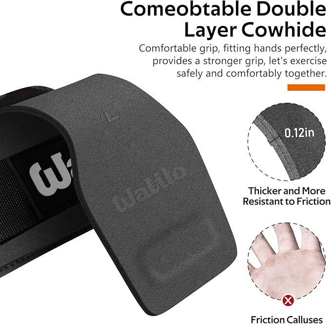 Weight Lifting Wrist Strap，Double Layer Leather Wrist Wraps with Neoprene Padding for Weightlifting & Deadlifts – Adjustable Gym Straps for Men & Women