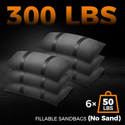 300 LBS Umbrella Base Weights Sandbags, 6 Packs Sand Bags for Weight, Weatherproof Fillable Heavy Duty Weight Sandbag for Outdoor Furniture Backyard Umbrella Garden Trampoline Poolside Accessories