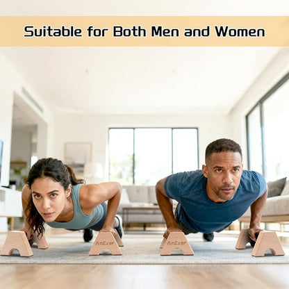 Parallettes Bars, Wooden Calisthenics Equipment with Anti-slip Tape, Push Up Bar& Handstand Blocks for Strength Training and Calisthenics