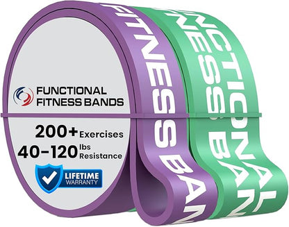 Pull Up Assist Bands Set by Functional Fitness. Heavy Duty Resistance and Assistance Training Band