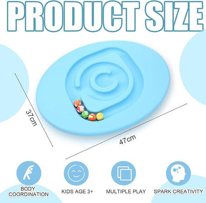 Kids Maze Balance Board Plastic Wobble Rocker Balance Board with Mini Balls Load 170lb for Balancing Exercise Equipment Game Boys Girls Physical Therapy 18.5 x 14.57 Inch(Blue,Round)