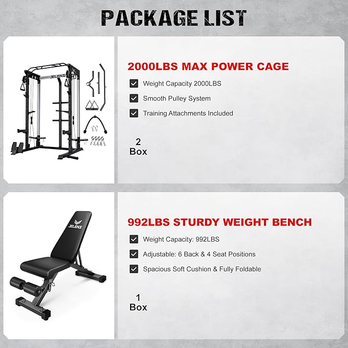 C21 Power Cage, 2000LBS Multi-Function Power Rack with Independent Dual Pulley System, All-in-One Squat Rack for Cable Crossover, Home Gym Workout Machine