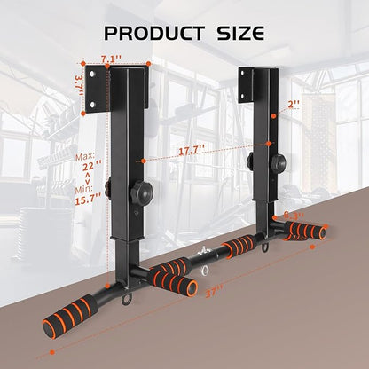 Pull Up Bar Wall Mounted: Adjustable Wall Joist Mount Pull Up Bar & Chin Up Bar for Home Gym Workout Strength Training Equipment