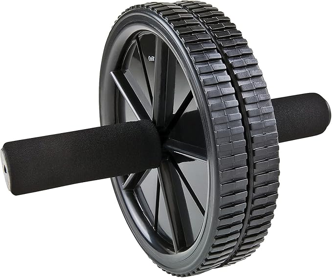 GoFit Dual Exercise Ab Wheel- Roller with Handles,Black,One Size,GF-Dew