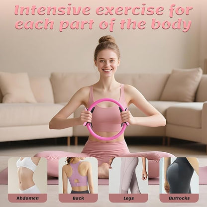 Pilates Equipment Kit for Women - Home Workout Set with Pilates Ring,9.8" Yoga Ball, 5 Resistance Bands, Magic Circle, for Legs, Arms, Thighs, Yoga Set for Beginners