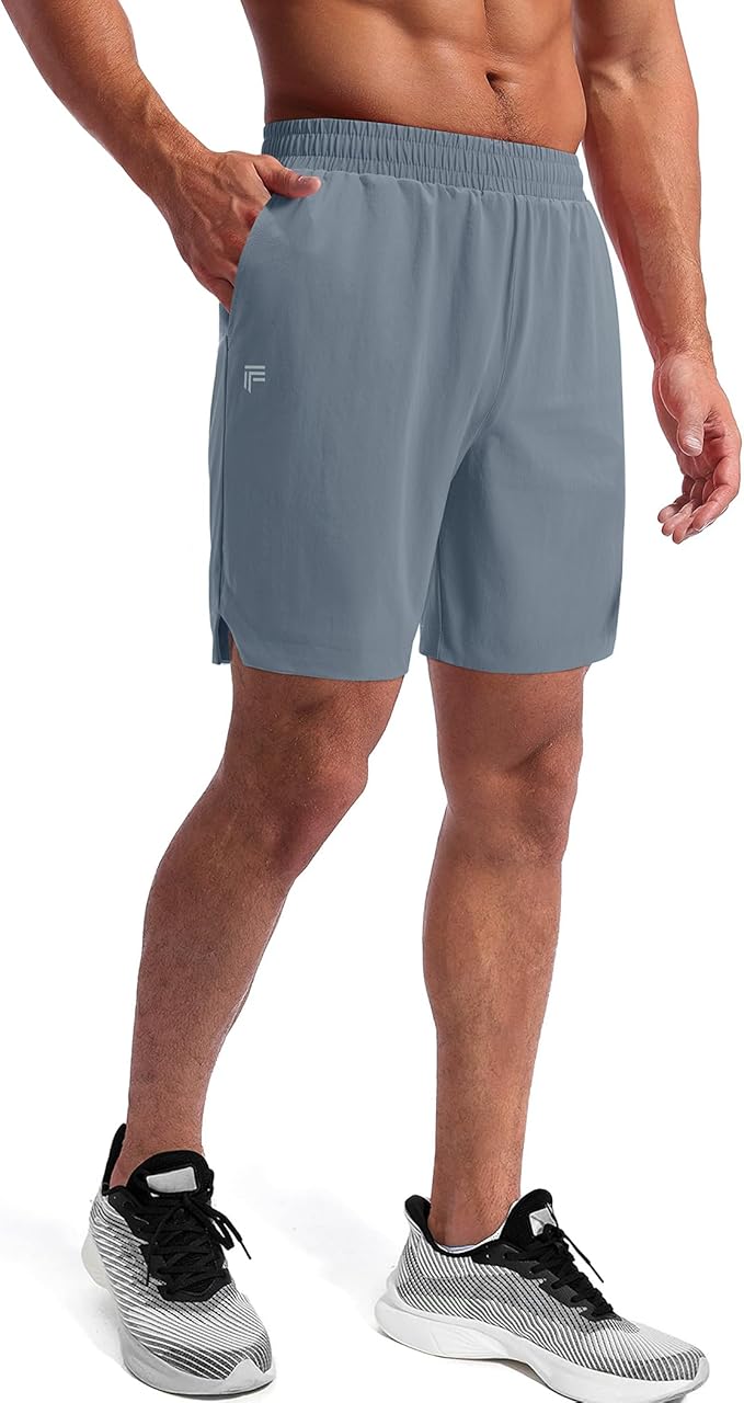 Running Shorts for Men 7 inch Inseam 2 in 1 Quick Dry Athletic Gym Workout Tennis Shorts with Phone Pockets