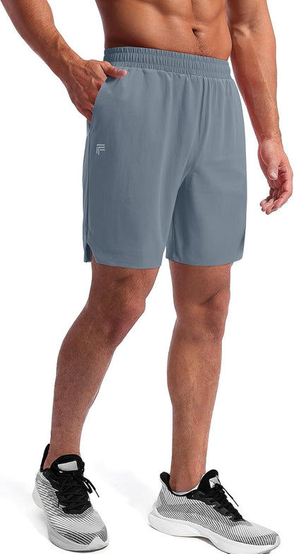 Running Shorts for Men 7 inch Inseam 2 in 1 Quick Dry Athletic Gym Workout Tennis Shorts with Phone Pockets