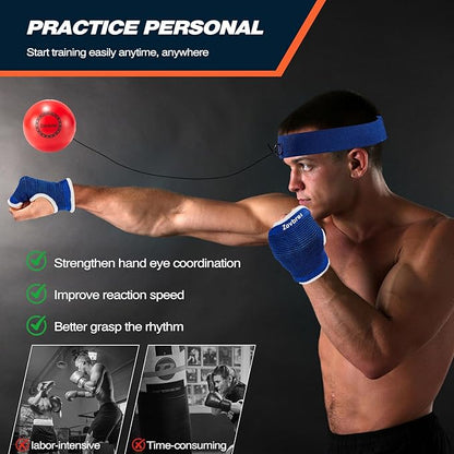 Complete Boxing Reflex Training Kit: Adjustable Headband, Inflatable Punching Balls, Speed Bag, Large & Small Gloves, Storage Bag. Improve Reaction Speed & Hand-Eye Coordination.