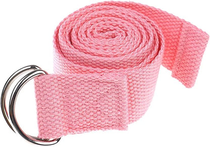 Stretching Yoga Strap / Stretch Band for Yoga Pilates Exercise 6 Ft - Durable Yoga Belt with Safe Adjustable D Ring Buckle for Daily Stretching, Physical Therapy, Fitness, Restorative Practice - Pink Color