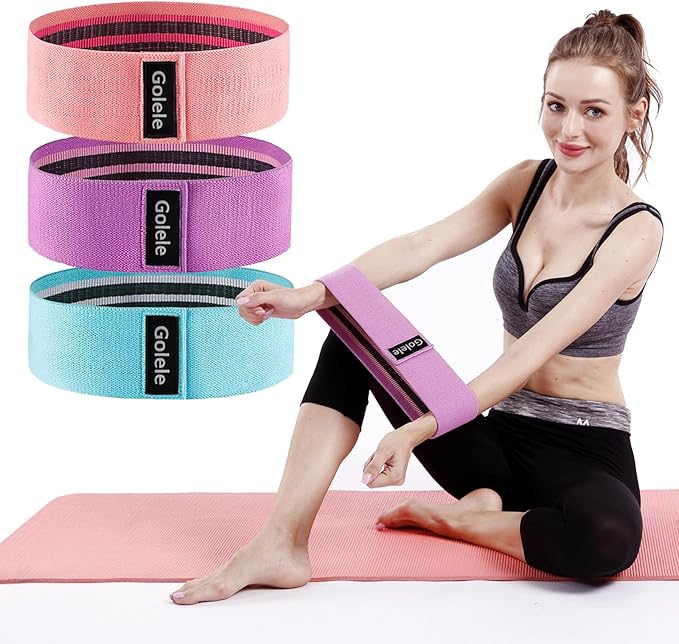 Resistance Bands for Working Out 3 Booty Bands- Light Medium Heavy Fabric Exercise Bands for Home Gym, Full Body Workouts, Legs, Hip, Glutes, Arms, Yoga, Latex Fitness Bands for Women and Men