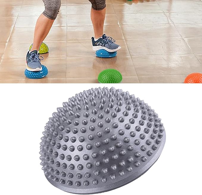 KIMISS PVC Yoga Half Ball Massager - Fitness Balance Exercise Trainer Foot Massage Ball with Massage Points (Silver)