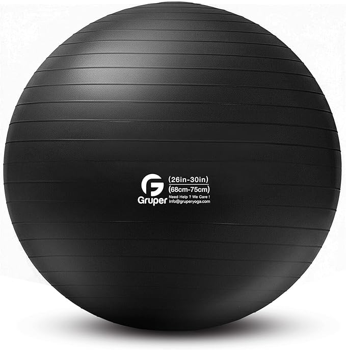 Gruper Yoga and Pilates Ball,4 Sizes Gym Ball for Fitness, Yoga, Workout, Pregnancy and Physical Therapy,Quick Pump Included,Great as Yoga Ball Chair for Office or Home Gym Equipment