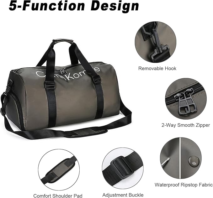 Gym Bag for Men Women Waterproof Duffle Bag with Shoes Compartment and Wet Pocket Multipurpose Sports Weekender Bags for Travel, Sports, Fitness and Workout,Green
