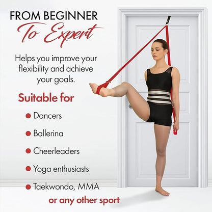 Stretching Strap With Door Anchor - Stretching Equipment to Improve Legs Flexibility - Splits Trainer For Home Ideal In Ballet, Dance, Cheerleading, Taekwondo, Yoga, Pole Dancing & Gymnastics