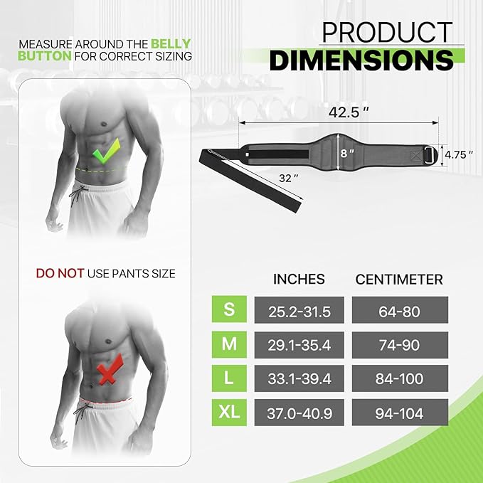 Weight Lifting Belt for Men Women, 8" Back and Lumbar Support Gym Belt for Bodybuilding, Fitness, Powerlifting, Cross Training