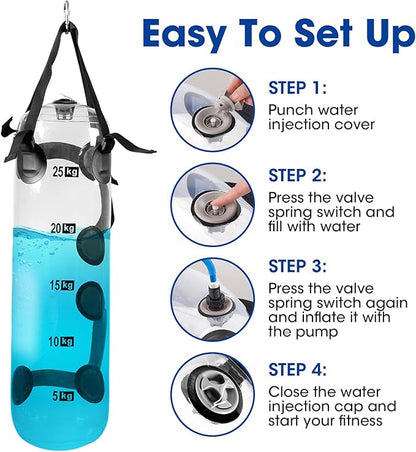 Water Weights Aqua Bag - Tidal Tank Dual-Purpose Training Bag, Adjustable Water Punching Bag & Sandbag Alternative for Strength, Core & Balance Workout. Portable Home Gym Equipment, 55 LBS