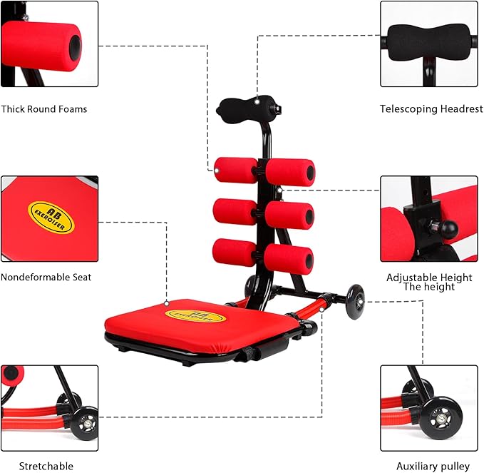 Ab Machine, Sit Up Machine Exercise Equipment, Ab Portable Machine for Stomach Workout (weight under 130 lbs)