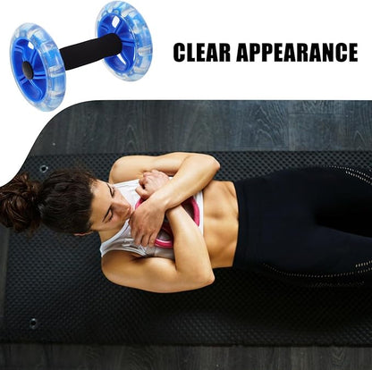 Dual Wheel Ab Roller Fitness Wheel Core Strength Trainer Blue for Home Gym Workout and Weight Loss Equipment