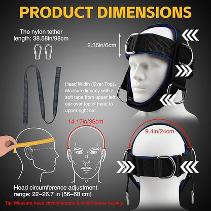 Fitness Neck Head Harness Trainer, Adjustable Chin Strap and Head Harness Strength, Neoprene Neck Exerciser for Weight Lifting, Home and Gym Use