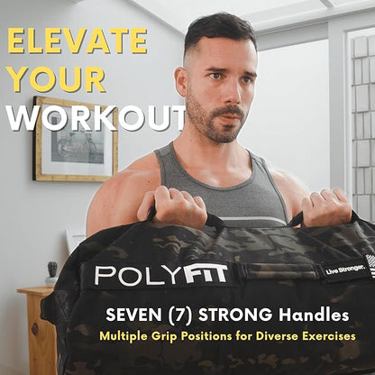 Polyfit Sandbag Pro - Workout Sandbag with Triple Closure Filler Bag and Reinforced Nylon Webbing - Sand Not Included - Multiple Colors & Sizes