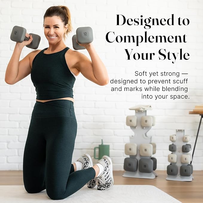 WeGym SafeGrip Square Dumbbells with Anti Slip Handles, Aesthetic Free Weights for Home Workouts, Stable Design Prevents Rolling during Floor Exercises - Set