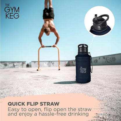 THE GYM KEG Stainless Steel Water Bottle - Leak-Proof, Insulated Beverage Container for Hot and Cold Drinks - Durable, Versatile and Kid-Safe - Keg Stainless Steel Bottle - New