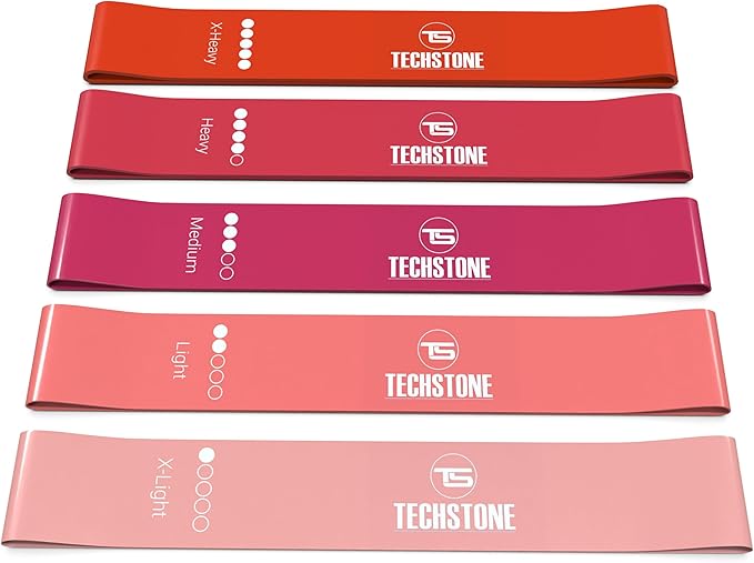 TechStone Resistance Bands Set – 5 Levels Loop Exercise Bands for Men & Women, Elastic Workout Bands for Home Gym, Training, Yoga & Fitness, Carry Bag Included