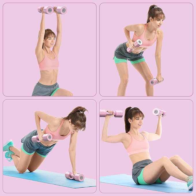 Sportneer Adjustable Dumbbells Hand Weights Set: 5 lb Dumbbell Set of 2 Each 2lb 3lb 4lb 5lb Free Weights Fast Adjust Weight 4 In 1 Weights Dumbbells Set for Women Men Home Gym Exercise Training
