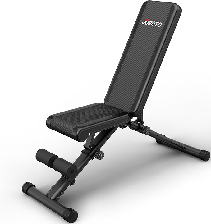 JOROTO Adjustable Weight Bench, 1300LBS Workout Bench for Home Gym Strength Training, Incline Decline Flat Bench Press with Wheels and Extended Backrest, Foldable Exercise Bench for Full Body Workout