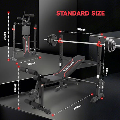 Foldable 1500LBS 8 in 1 Olympic Weight Bench Set with Leg Extension/Curl, Adjustable Weight Bench for Men & Women Full Body Workout, Bench Press with Preacher Curl（US Stock）